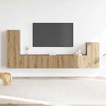 4 Piece Wall-Mounted TV Cabinet Set in Artisan Oak