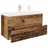 Stylish Sink Cabinet with Basin & Faucet - Old Wood