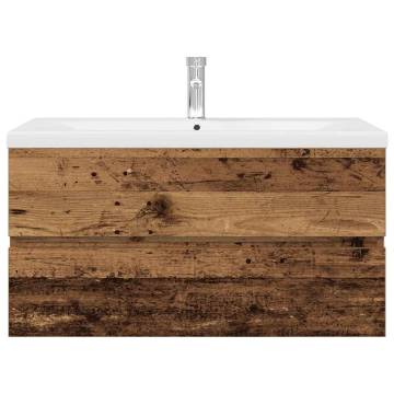 Stylish Sink Cabinet with Basin & Faucet - Old Wood