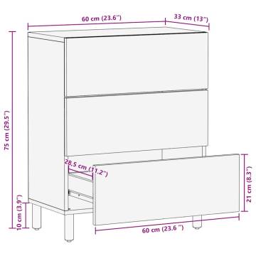 Stylish Brown Mango Wood Sideboard | 60x33x75 cm