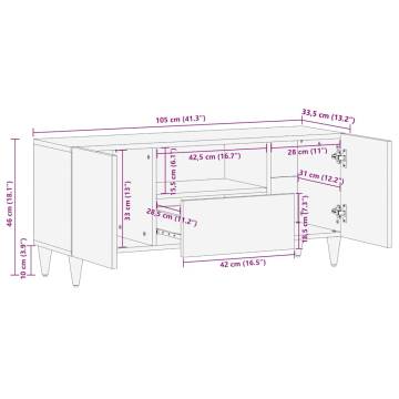 Light Grey TV Cabinet 105x33.5 cm | Solid Wood Mango