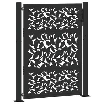 Garden Gate Black 105x130 cm Steel Leaf Design - Durable & Elegant