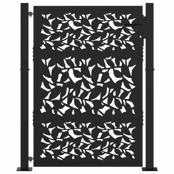 Garden Gate Black 105x130 cm Steel Leaf Design - Durable & Elegant