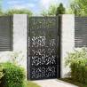 Elegant Black Garden Gate 105x180 cm Steel Leaf Design