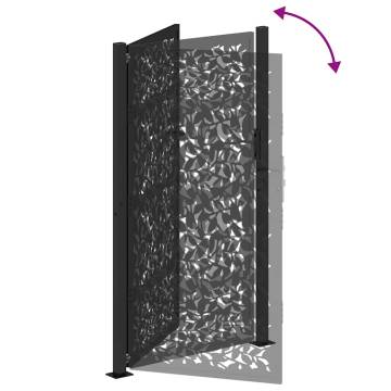 Elegant Black Garden Gate 105x180 cm Steel Leaf Design