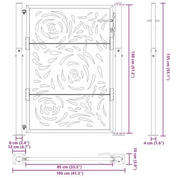 Garden Gate 105x130 cm Weathering Steel Flame Design