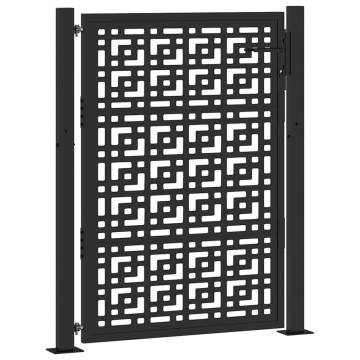 Garden Gate Black 105x130 cm Steel Cross Design | HipoMarket