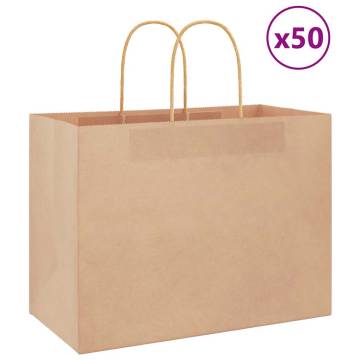 Paper Bags 50 pcs with Handles - Brown 32x17x25 cm