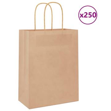 Sustainable Paper Bags with Handles - 250 pcs Brown