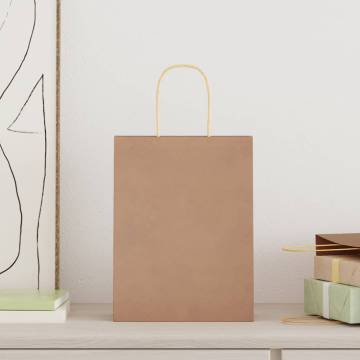 Sustainable Paper Bags with Handles - 250 pcs Brown