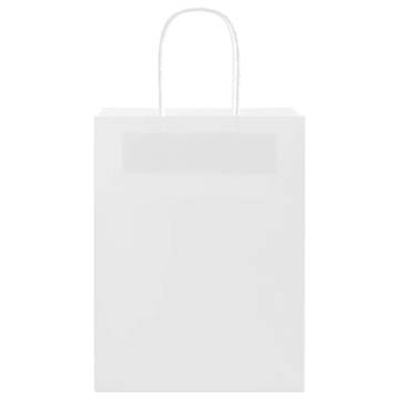 250 Pcs White Paper Bags with Handles - Eco-Friendly & Durable