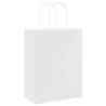 250 Pcs White Paper Bags with Handles - Eco-Friendly & Durable