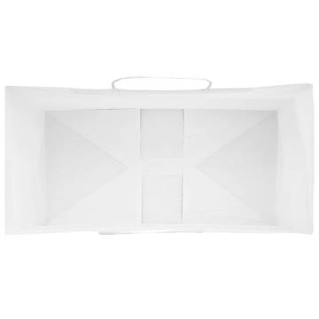 250 Pcs White Paper Bags with Handles - Eco-Friendly & Durable