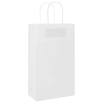 250 White Paper Bags with Handles - Durable & Recyclable