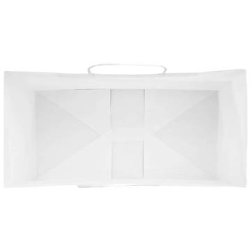 250 White Paper Bags with Handles - Durable & Recyclable