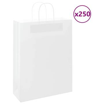 White Paper Bags with Handles - 250 pcs | Sustainable & Durable