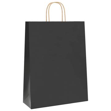 Paper Bags with Handles - 50 pcs Black (32x12x42 cm) | HipoMarket