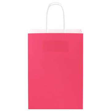 Pink Paper Bags with Handles - 50 pcs | 15x8x21 cm