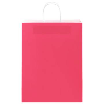 50 Pink Paper Bags with Handles - Sustainable Gift Packaging