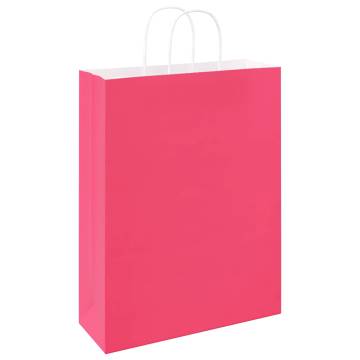 50 Pink Paper Bags with Handles - Sustainable Gift Packaging