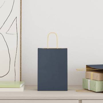 50 Blue Paper Bags with Handles - Eco-friendly & Versatile