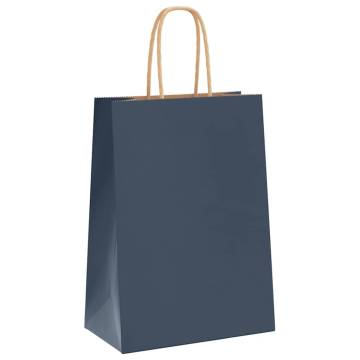 50 Blue Paper Bags with Handles - Eco-friendly & Versatile