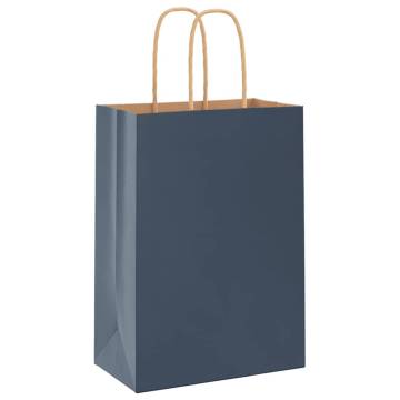 50 Blue Paper Bags with Handles - Eco-friendly & Versatile