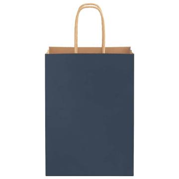 50 Blue Paper Bags with Handles - Eco-friendly & Versatile