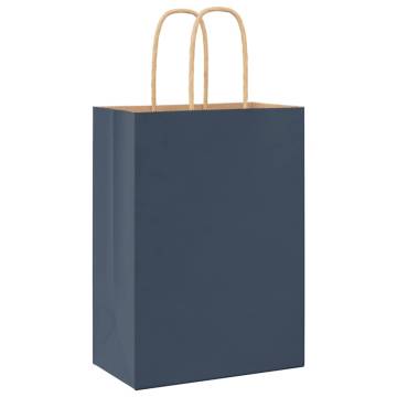 50 Blue Paper Bags with Handles - Eco-friendly & Versatile