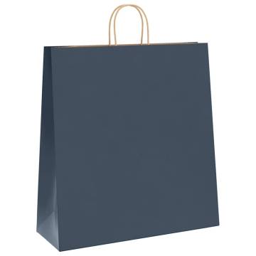 Blue Paper Bags with Handles - 50 pcs | Durable & Eco-Friendly