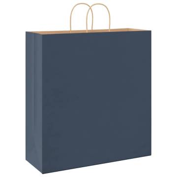 Blue Paper Bags with Handles - 50 pcs | Durable & Eco-Friendly