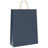 Sustainable Blue Paper Bags with Handles - 250 Pcs