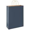 Sustainable Blue Paper Bags with Handles - 250 Pcs