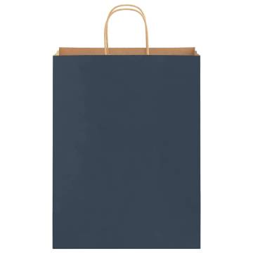 Sustainable Blue Paper Bags with Handles - 250 Pcs