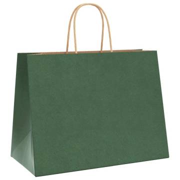 50 Green Paper Bags with Handles - Durable & Eco-Friendly