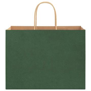 50 Green Paper Bags with Handles - Durable & Eco-Friendly