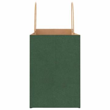 50 Green Paper Bags with Handles - Durable & Eco-Friendly