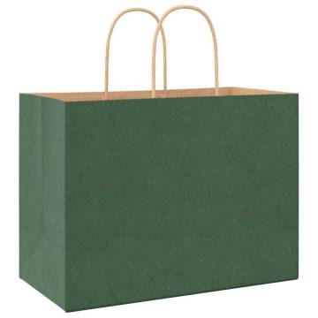 50 Green Paper Bags with Handles - Durable & Eco-Friendly