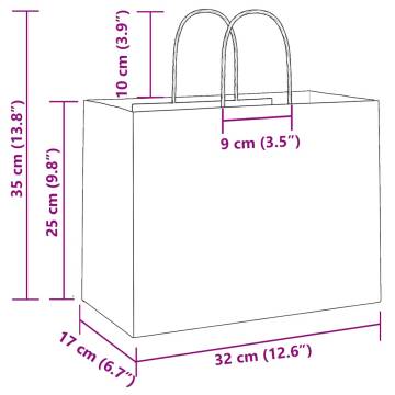 50 Green Paper Bags with Handles - Durable & Eco-Friendly