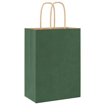 Green Paper Bags with Handles - 250 pcs | Eco-Friendly Packaging