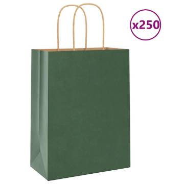 250 pcs Green Paper Bags with Handles - Eco-Friendly [Hipomarket]