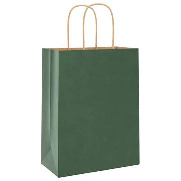 250 pcs Green Paper Bags with Handles - Eco-Friendly [Hipomarket]