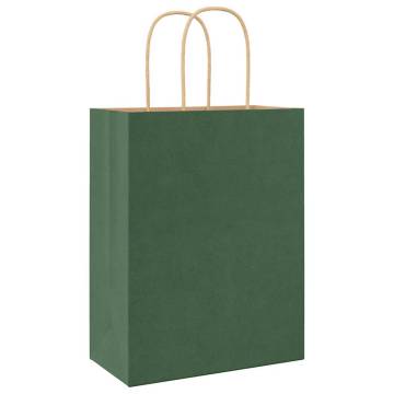 250 pcs Green Paper Bags with Handles - Eco-Friendly [Hipomarket]