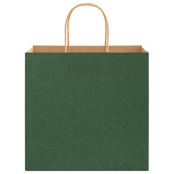 Green Paper Bags with Handles - 250 pcs | Eco-Friendly Packaging