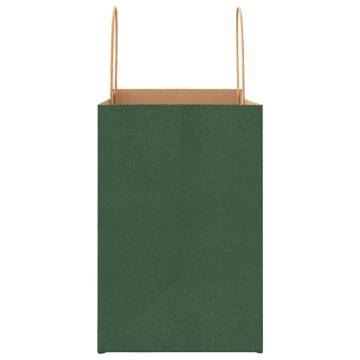 Green Paper Bags with Handles - 250 pcs | Eco-Friendly Packaging