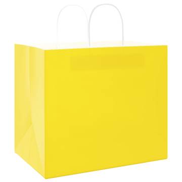 Yellow Paper Bags with Handles - 50 pcs | Durable & Recyclable