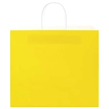 Yellow Paper Bags with Handles - 50 pcs | Durable & Recyclable