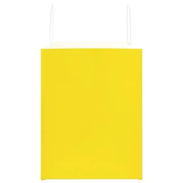 Yellow Paper Bags with Handles - 50 pcs | Durable & Recyclable