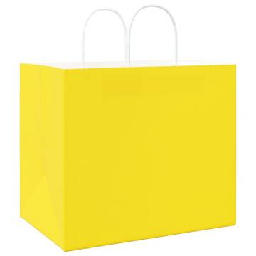 Yellow Paper Bags with Handles - 50 pcs | Durable & Recyclable