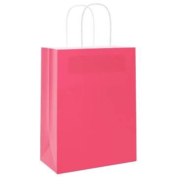 Eco-Friendly Pink Paper Bags with Handles - 50 pcs | HiPo Market